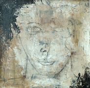 Héctor de Anda Falso Retrato 51  Acrílico sobre madera 24cm x 24cm   1996 